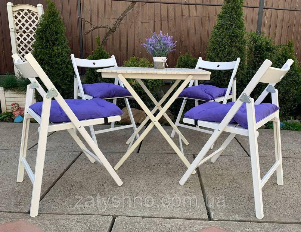 Дерев'яні букові меблі для вулиці білого кольору Київ - фото 4