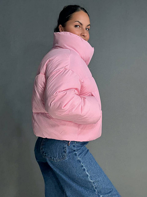 Куртка жіноча Lady Yep 10043 коротка на блискавці з коміром рожева, рожевий, 42 Київ - фото 8