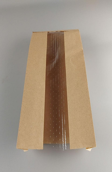 Бумажные пакеты крафт с прозрачным окошком 12/4*31 коричневый (100 шт) Харьков - изображение 2