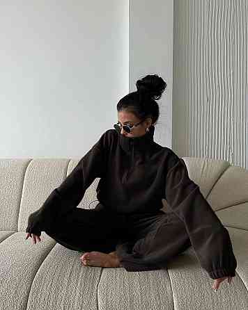 Женский теплый повседневный костюм двойной двухсторонний флис Черный, 42/46 Одесса