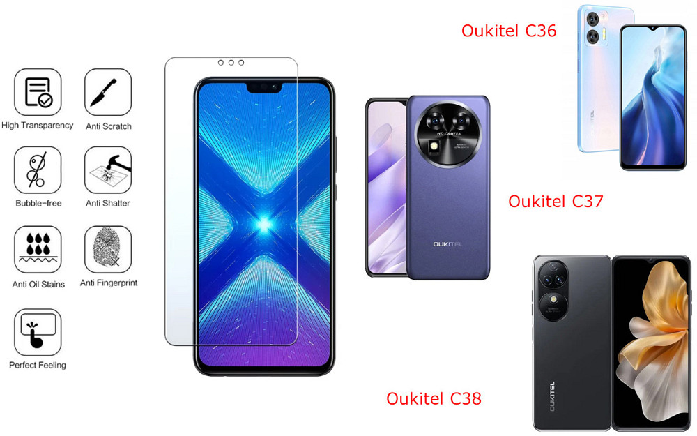 Захисне скло NeoGlass для Oukitel C36, Oukitel C37, Oukitel C38 – надпрозоре та стійке Київ - фото 4