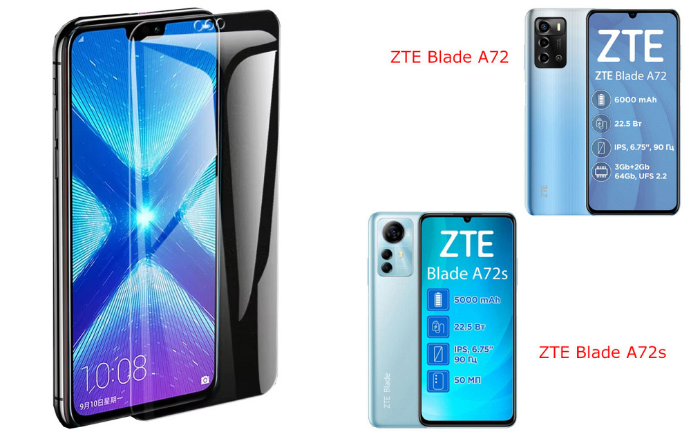 Захисне скло NeoGlass для ZTE Blade A72, Blade A72s – надпрозоре та стійке Київ - фото 2
