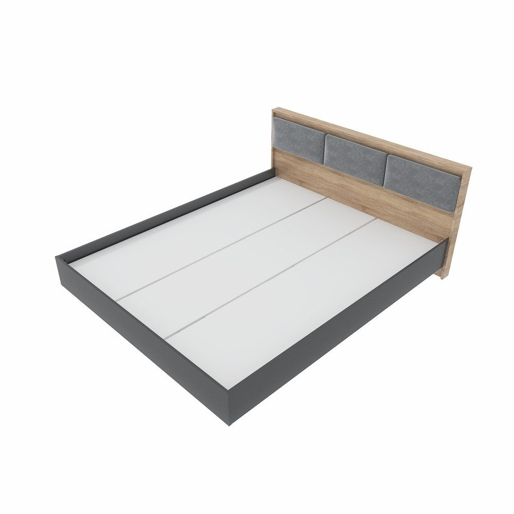Кровать двуспальная (щит ДСП под матрас) Эверест Сити-1400 200,5х148,8х82,6 см Дуб сонома/Графит (DTM-071111) Днепр - изображение 5