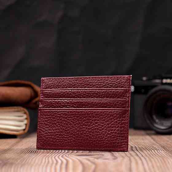 Практичний кард-кейс із натуральної шкіри Бордовий (ST Leather) Київ