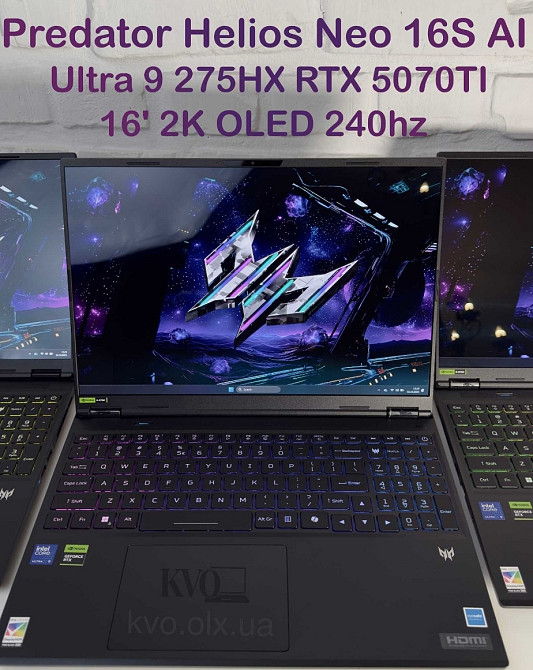 Ноутбук Acer Predator Helios 16' QHD OLED 240hz, Ultra 9 275HX RTX 5070TI 32GB RAM 1TB SSD. Київ - фото 7