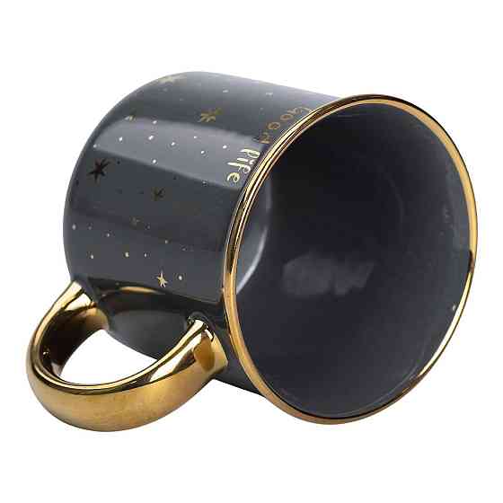 Фарфоровая чашка с золотым ободком и ручкой, зеленая Киев