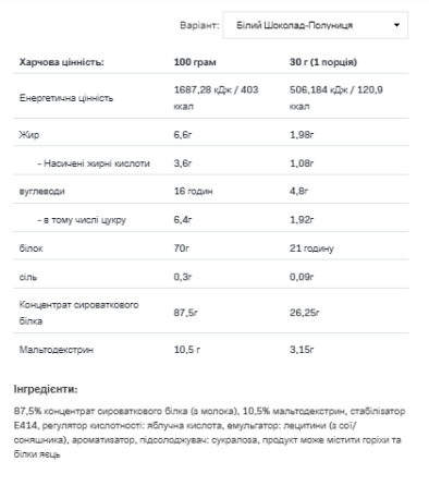 Whey Protein - 900g Chocolate Strawberry Луцк