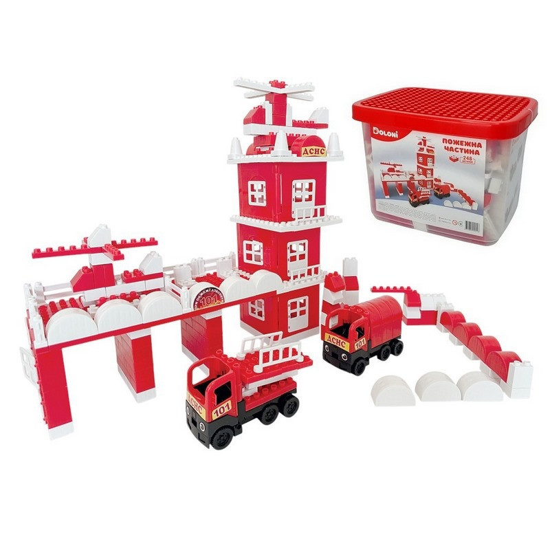 Конструктор "Пожежна частина" 013888/01 в пластиковому боксі, 248 деталей Вінниця - фото 3