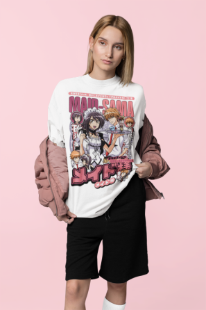 Футболка аниме Маид Сама Джапанесе Аниматион оверсайз (S/M/L) Черний AnimeJ0622 Днепр