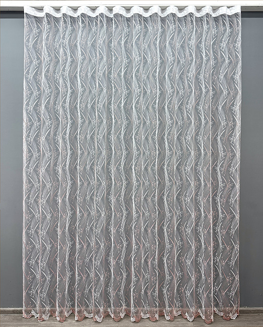 Тюль фатин с вышивкой и люрексом цвет белый с пудровым 1649т Киев - изображение 8