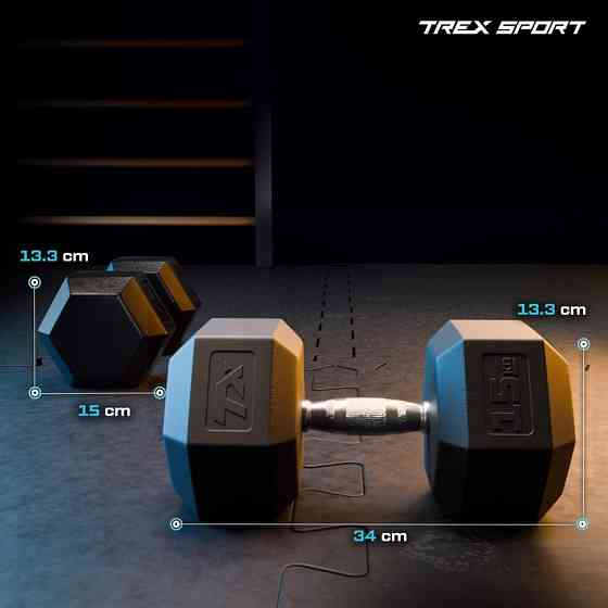 Гантеля шестигранна прогумована TX-150RD Trex Sport 15кг Киев