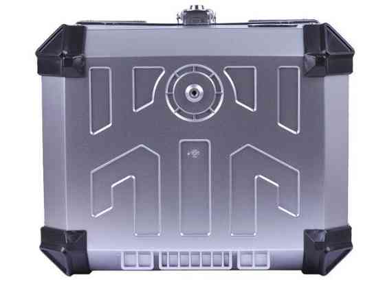 Кофр прямоугольный  для мотоцикла, пластиковый серебрянный с черным, 45л Мукачево