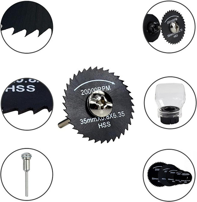 Набор дисковых пил 8 шт с держателями для дремеля Киев - изображение 9