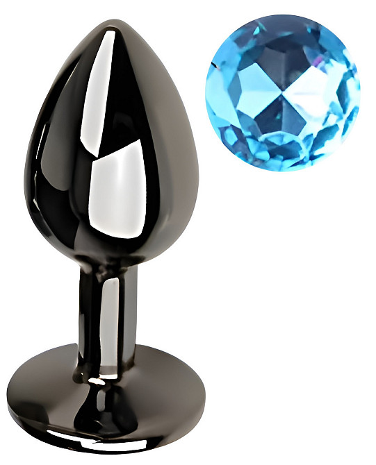 Анальна пробка з кристалом EGZO - Dark Gray Round Plug Aqua, size S Sex Aura Київ - фото 2