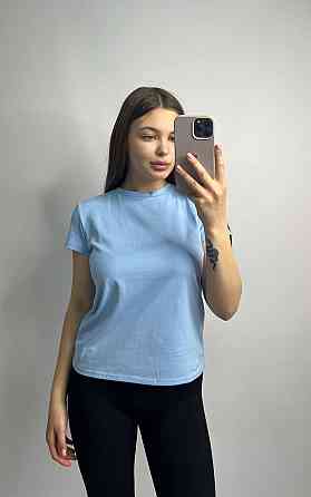 Базовая футболка женская удлиненная Голубой S Харьков