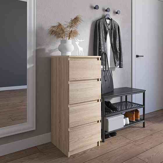 Комод VAYS R-17 Дуб Сонома, на 4 ящика без ручек, узкий, ЛДСП 40×40×98 см - для прихожей, спальни, коридора Львов