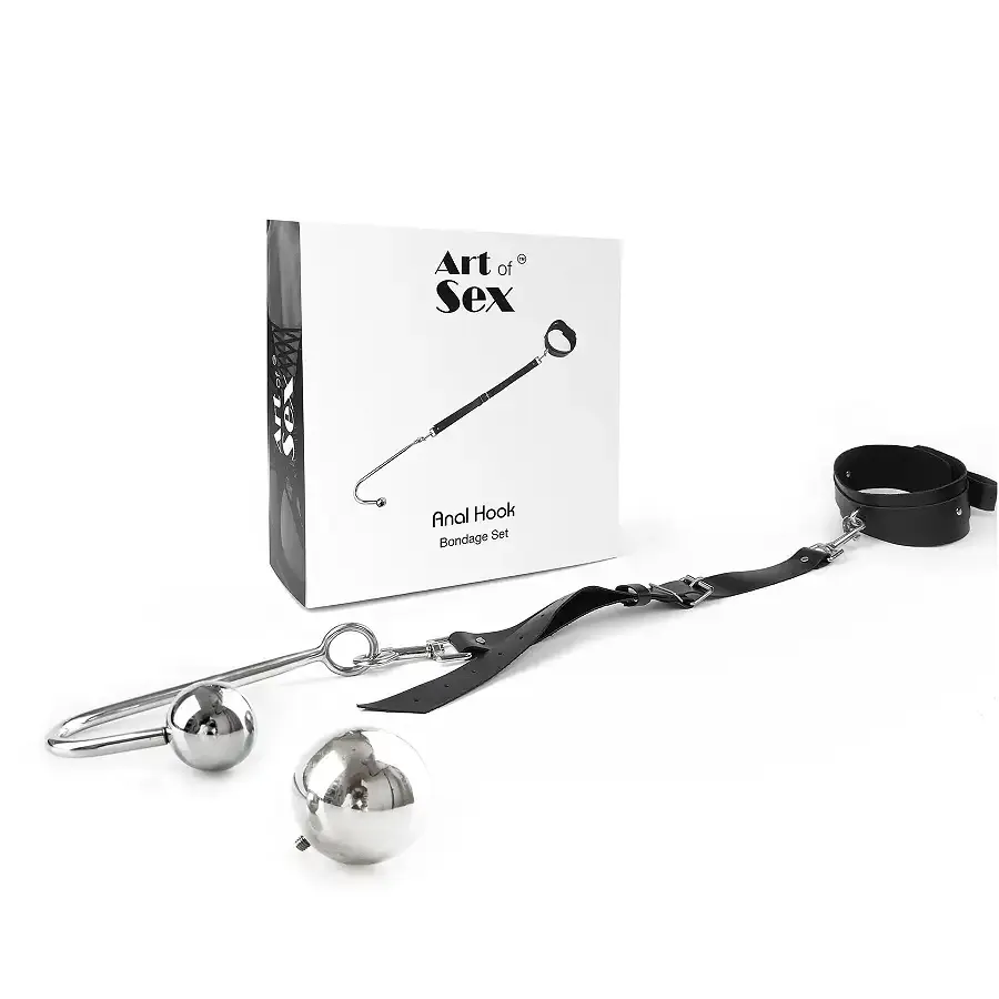 Анальний гак 4 із нашийником з натуральної шкіри Art of Sex - Anal hook, Чорний Львів - фото 2