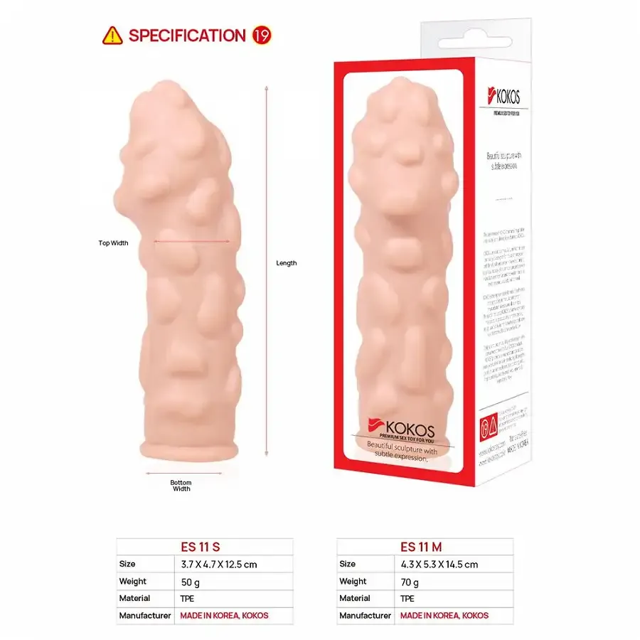Насадка на член Kokos Extreme Sleeve ES.11 розмір M, потовщувальна, стимулюючий рельєф Львів - фото 5