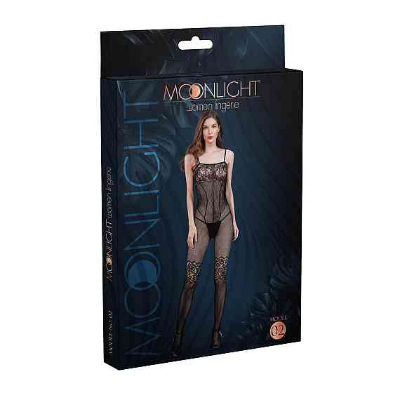 Бодістокінг Moonlight Model 02 XS-L Black, імітація корсета та панчохи на ажурній резинці Sex Aura Київ