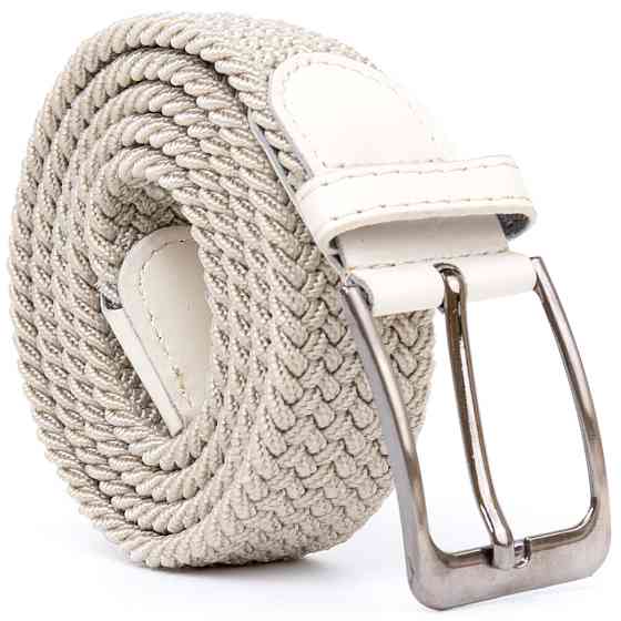Текстильний чоловічий ремінь класика Vintage 20528 Білий Київ