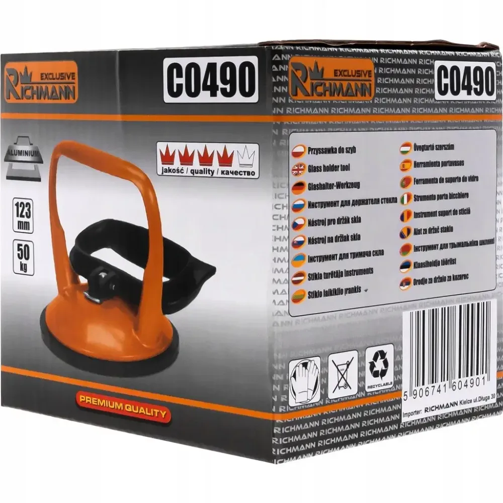 Присоска одинарна алюмінієва монтажна  50 кг 123 мм Richmann C0490 Коломыя - изображение 4