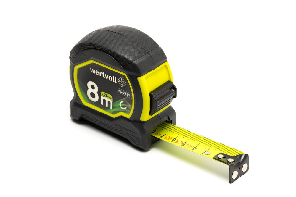 WERTVOLL Рулетка WERTVOLL 8 м×25 мм з магнітами фіксатор полотна покриття TPR нейлонове покритт Київ - фото 8
