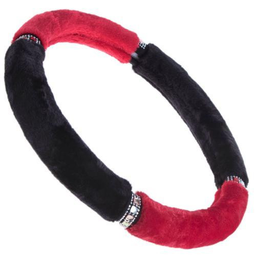 Чохол на кермо VLOD-F93 BK/RD M чорний/червоний з мехом Харків - фото 5