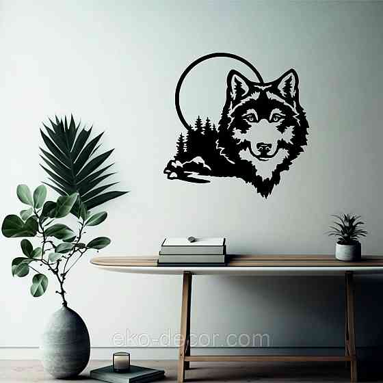 Декоративне настінне Панно «Вовк», Декор на стіну 90*90 см, Чорний Київ