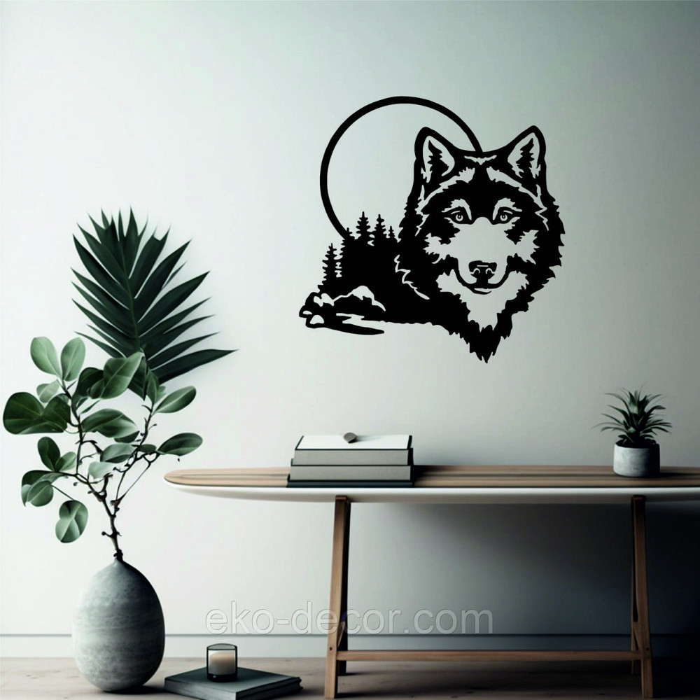 Декоративное настенное Панно «Волк», Декор на стену 90*90 см, Черный Киев - изображение 1