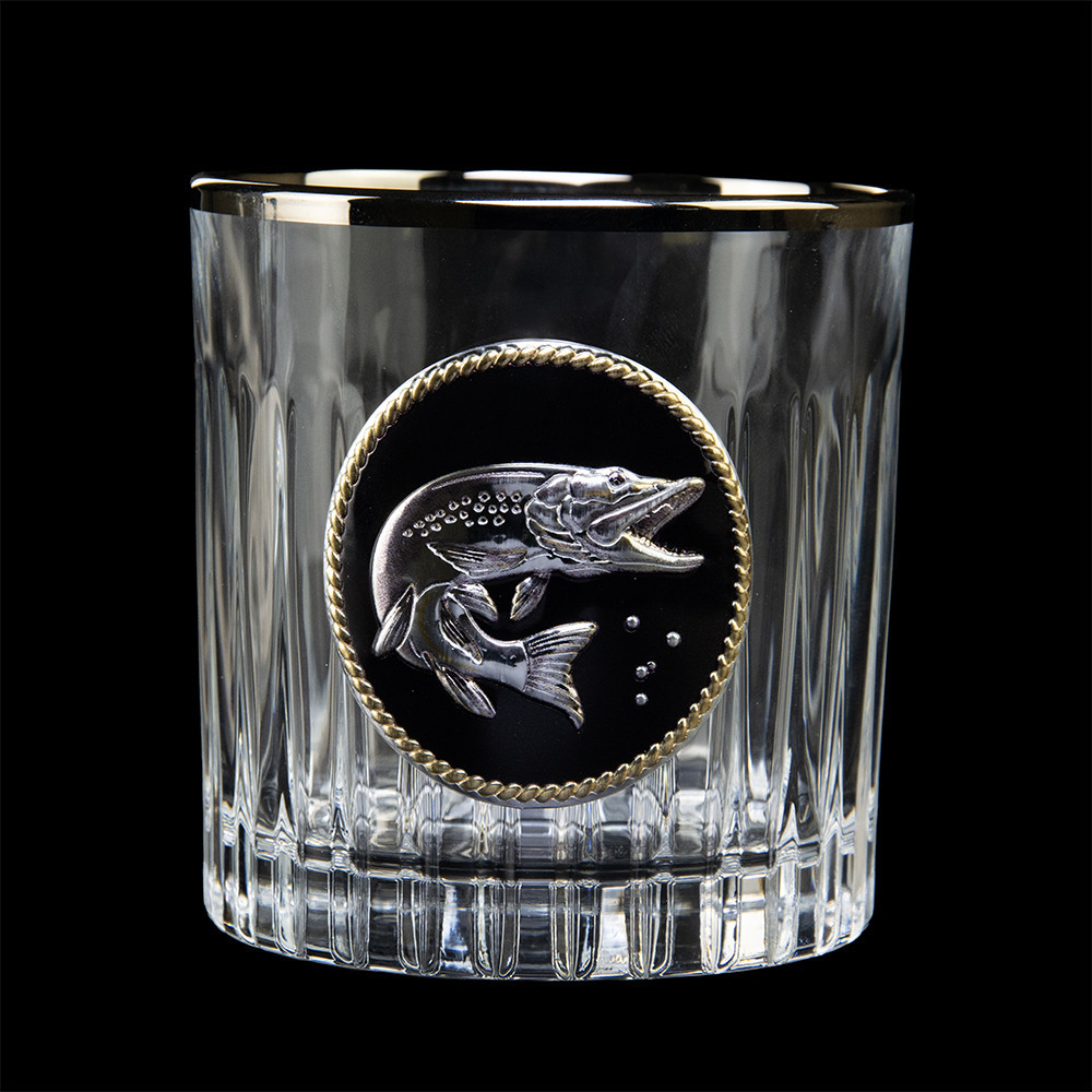 Набор для виски “GOLDFISH” 6 бокалов 360 мл, графин 750 мл, хрусталь с платиной, изображение из серебра с позолотой Ровно - изображение 5