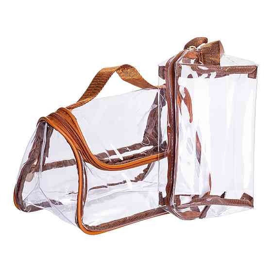 Коричневі прозорі жіночі косметички (2 шт) Київ