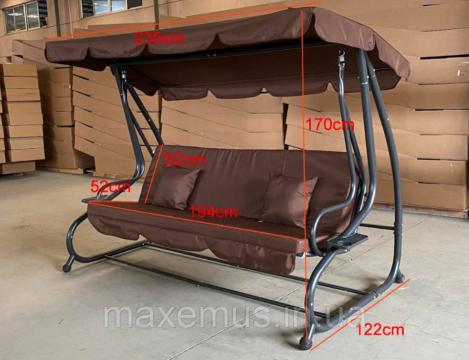Садовые качели Bonro Garden 4-х местная раскладная с навесом качели для сада и дачи зеленая Мостиська - фото 10