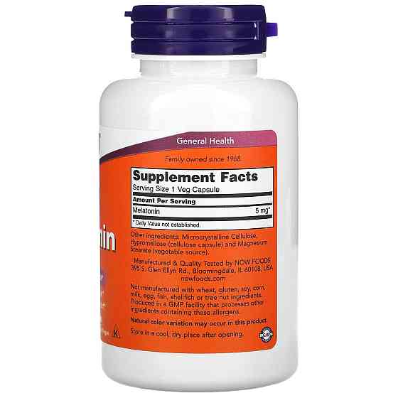 Мелатонін Now Foods Melatonin 5 мг 180 вегетаріанських капсул Київ