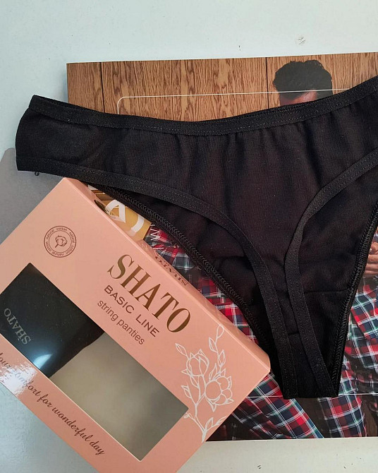 Трусики стринги черные из хлопка (2 шт в уп) Shato BLS 011 XL Киев - изображение 2