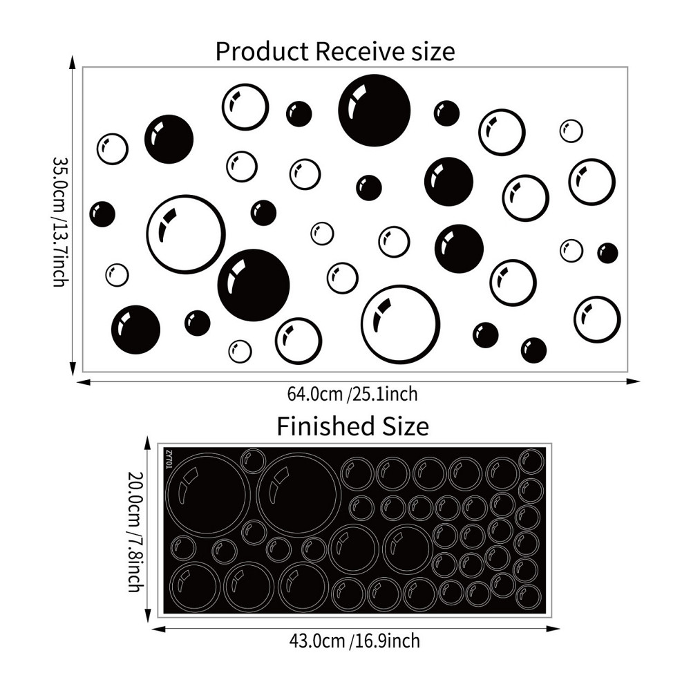 Наклейки в ванную Пузыри матовые 43 на 20 см черный Киев - изображение 4