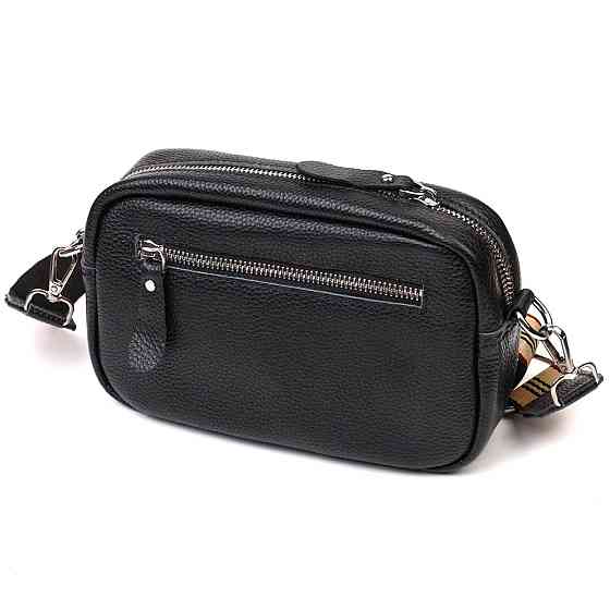 Відмінна сумка жіноча на плече з натуральної шкіри Чорна (Vintage) Київ