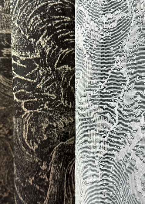 Комплект штор VR-Textil Жаккард Fantasy 150х270 2шт и Тюль 400х270 1632ш-1783т Венге с белым 71-051/3 Киев - изображение 7