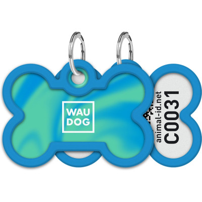 Адресник для животных WAUDOG Smart ID с QR паспортом "Градиент голубой", кость 40х28 мм (231-4036) Винница - изображение 1