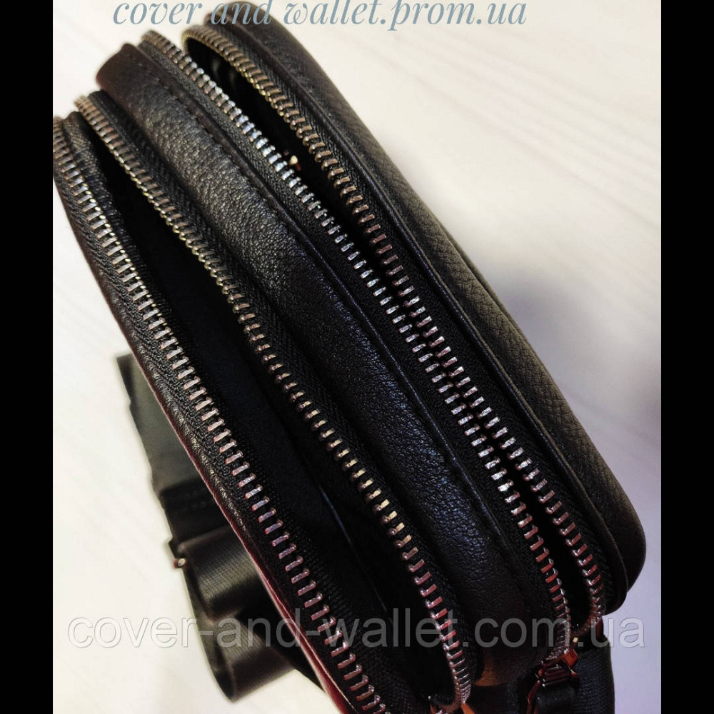 Мужская кожаная сумка на две молнии с клапаном на магнитах Marco Coverna 1538-40L Киев - изображение 12