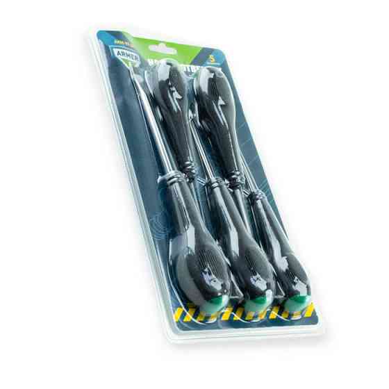 Набор отверток 5 шт магнитные - шлиц 5,6,8мм; крест 5,6мм Armer (блистер) Мукачево
