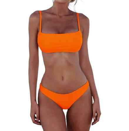 Роздільний купальник з тонкими бретелями S помаранчевий Київ