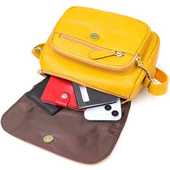 Шкіряна сумка для жінок на день Vintage 22969 Жовтий Київ