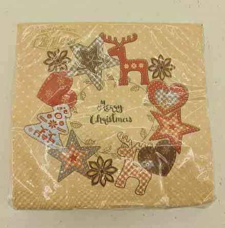 Двухслойная новогодняя салфетка (ЗЗхЗЗ, 20шт)  La FleurНГ Фетровый декор(009) (1 пачка) Харьков