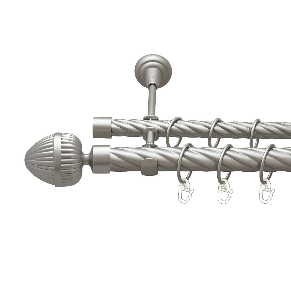 Карниз Orvit Одеон металевий дворядний відкритий скручена труба кільце металеве Сатин 25\19 мм 300 см Львов - изображение 1