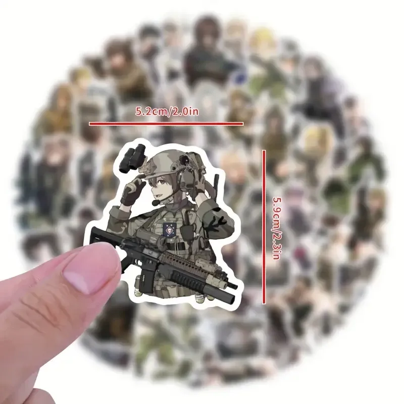Набор стикеров военные аниме девушки - 60 виниловых наклеек Киев - изображение 3