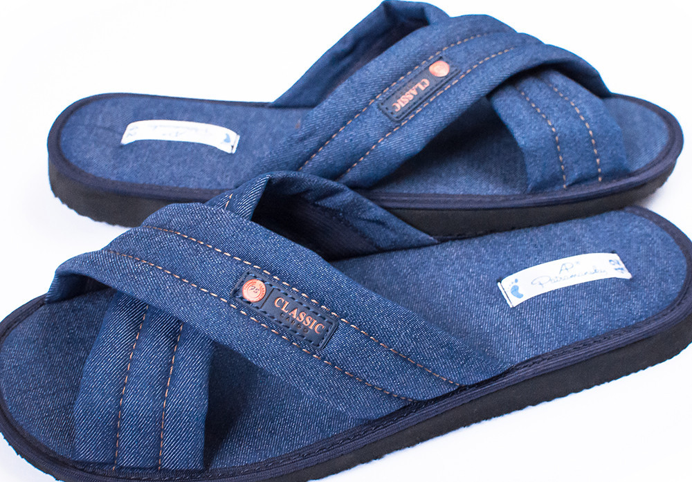Чоловічі тапочки відкриті повномірні з джинсової тканини PaGo "Джинс X" сині Одеса - фото 10