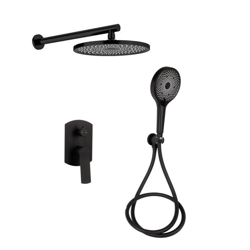 Душевая система из латуни Qtap Slavonice скрытого монтажа на два потребителя QTSLA113BLM45900 Black Matt Харьков - изображение 1