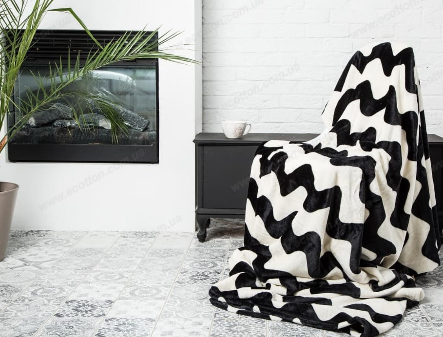 Ecotton Плед Ecotton 220х240 см із мікрофібри Well Soft Зиг-заг чорно-білий Киев - изображение 2