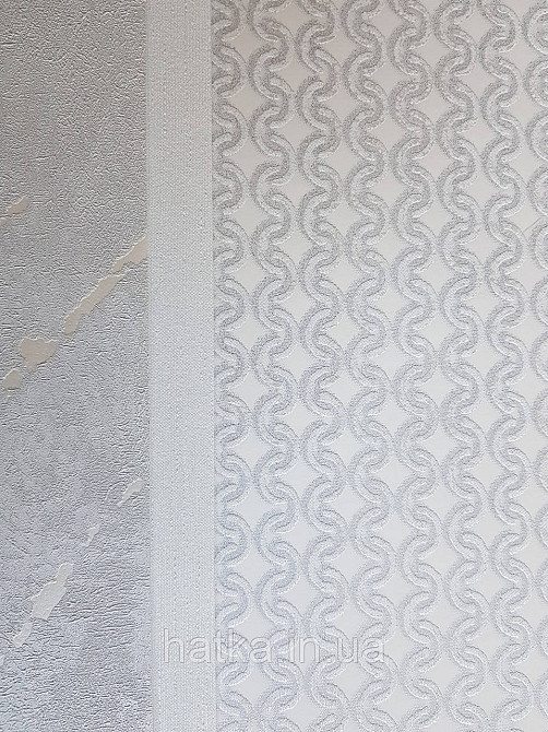 Шпалери метрові вінілові на флізелін Marburg Villa Romana геометрія смужки завитки білі з сріблястим Київ - фото 2