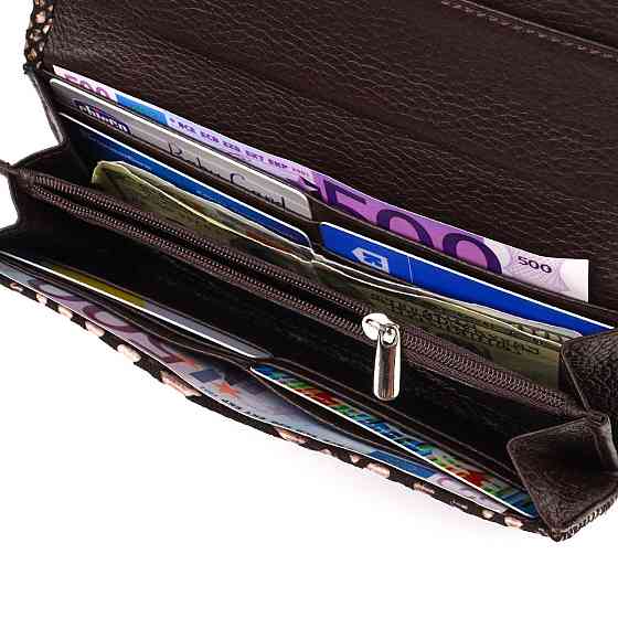 Ультрастильный женский кошелек из фактурной натуральной кожи с тиснением под змею CANPELLINI 21713 Разноцветный Киев